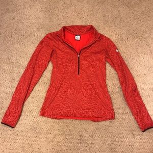Nike red polka dot zip-up